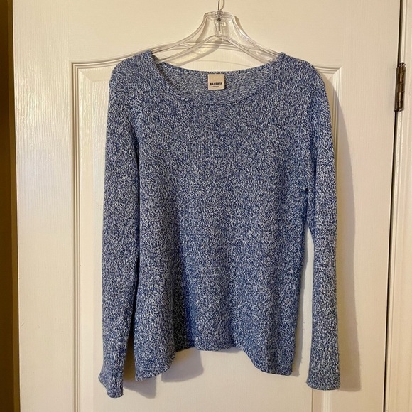 Baldwin Kansas City Cashmere Linen Pullover Long Sleeve Blue Sweater Size M - Picture 1 of 10